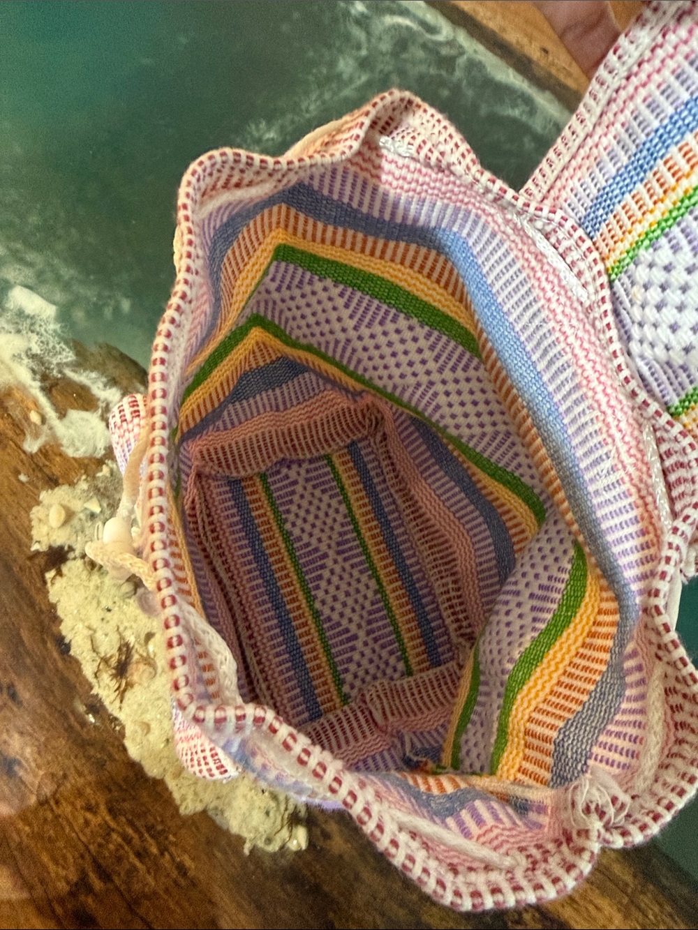 Multicolor Woven Drawstring Backpack - Picture 5 of 8